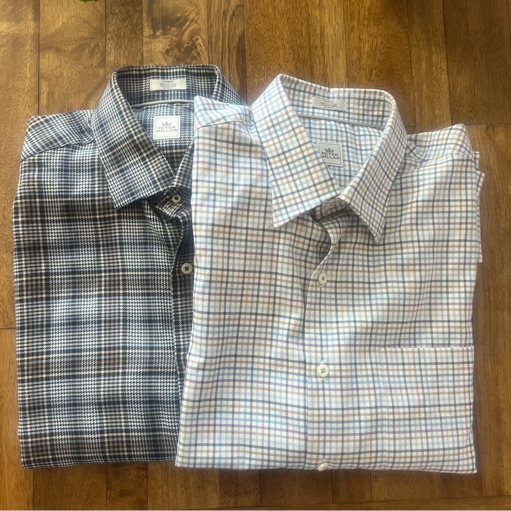 Peter Millar Bundle of Mens Plaid Button Down Shirts size L